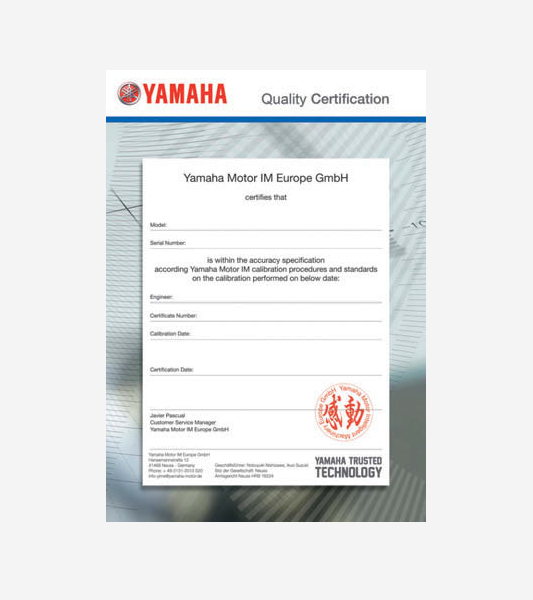 Certyfikat YAMAHA Certyfikat YAMAHA